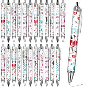 Nurse Practitioner Ballpoint Pens - 24 Pcs Doctor Retractable Black Gel Ink Ball Point Pen Fine Office Writing Essentials Supplies Set for Women Cute Nursing Week Gifts Favors for Assistant