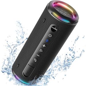 Tronsmart T7 Lite 24W Portable Bluetooth Speaker, Enhanced Bass, Rainbow Light Show, 24H Playtime, IPX7 Waterproof, Wireless Stereo Pairing, Bluetooth 5.3, for Home Outdoor Travel (Black)