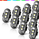 Xuhal 12 Pcs Magnetic Wireless LED Strobe Lights with Remote Control 8 Color RGB High Brightness Waterproof Anti Collision USB Emergency Warning Light for Car Motorcycle RC Aircraft Bike