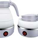 1 Pack Travel Portable Foldable Electric Kettle, 0.6L Small Collapsible Hot Water Boiler For Coffee Tea (White)