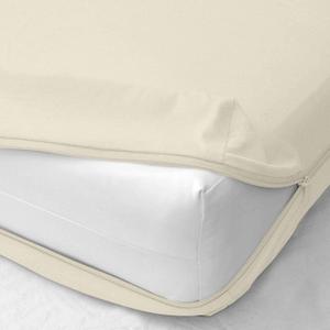 Twin Size Zipper Fitted Sheet 6 Inch Deep Pocket Mattress Cover - 1 Piece Zipper Fitted Sheet Only - 1000 Series Hotel Quality Brushed Microfiber Bottom Sheet Easy Care, Ivory