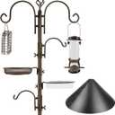 Bird Feeding Station Kit with Squirrel Baffle and Suet Cage Wild Bird Feeder Kit with Mesh Tray, Fruit Hook, and Double W Hook for Attracting Wild Birds