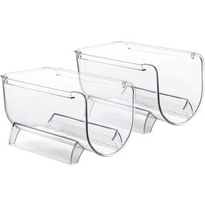2 Pack Bottle Rack, Fridge Organizer Bottle Rack, Stackable Wine Rack Plastic Bottle Holder (2)
