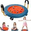 3-In-1 Balance Scooter Board for KidsPlastic Wobble Balance Board Rocker Maze with Handles, 5 Balls, Toddler Wobble Disk for Sensory Training, Physical Therapy (Blue)