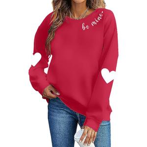 FLOYU Valentine Sweatshirt for Women - Be Mine Lover Heart Graphic Pullover - Romantic Valentine's Day Sweater Large