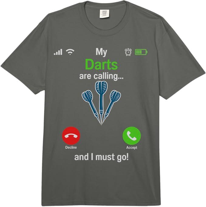 Darts Dartboard Calling Funny Dart Player Team Darts Player T-Shirt M Ladies Dark Grey