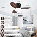 Small Ceiling Fan with Lights and Remote, 25 Inch Flush Mount, Reversible Quiet DC Motor, 3 Blades, 6 Wind Speeds, Dimmable LED, Adjustable Color Temperature, Timer