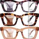Progressive Reading Glasses for Women Oversized Spring Hinges Progressive Computer Readers Blue Light Blocking, 1.0x 