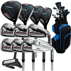 PGF Golf Men's/Lady's Concord Complete Golf Club Package Set [17-Pieces] [Flex: Regular/Ladies], Men Right Hand, graphite/Steel, #1 Driver, #3 Fairway Wood, #3 & #4 Hybrids, Irons #5–PW, SW, Putter