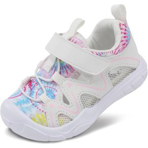 FEETCITY Wide Toddler Shoes Kids Slip on Sneakers Boys Girls Toddler Walking Shoes Breathable Athletic Shoes Running Sneakers, Whiteflower, Size: 4.5