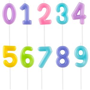 Macaron 10pcs Pastel Numeral Birthday Candles - Cake Numeric Candles Number 0 1 2 3 4 5 6 7 8 9,Used for Cake Decoration on Boys Girls Birthday Party (Multicolor)