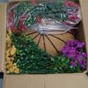 Artificial Faux Hanging Plants Flowers Basket for Summer Outdoor Outside Decoration, Fake Silk UV Sun Resistant Look Real Colorful Daisy Eucalyptus for Porch Home Patio Balcony Yard (Mix)