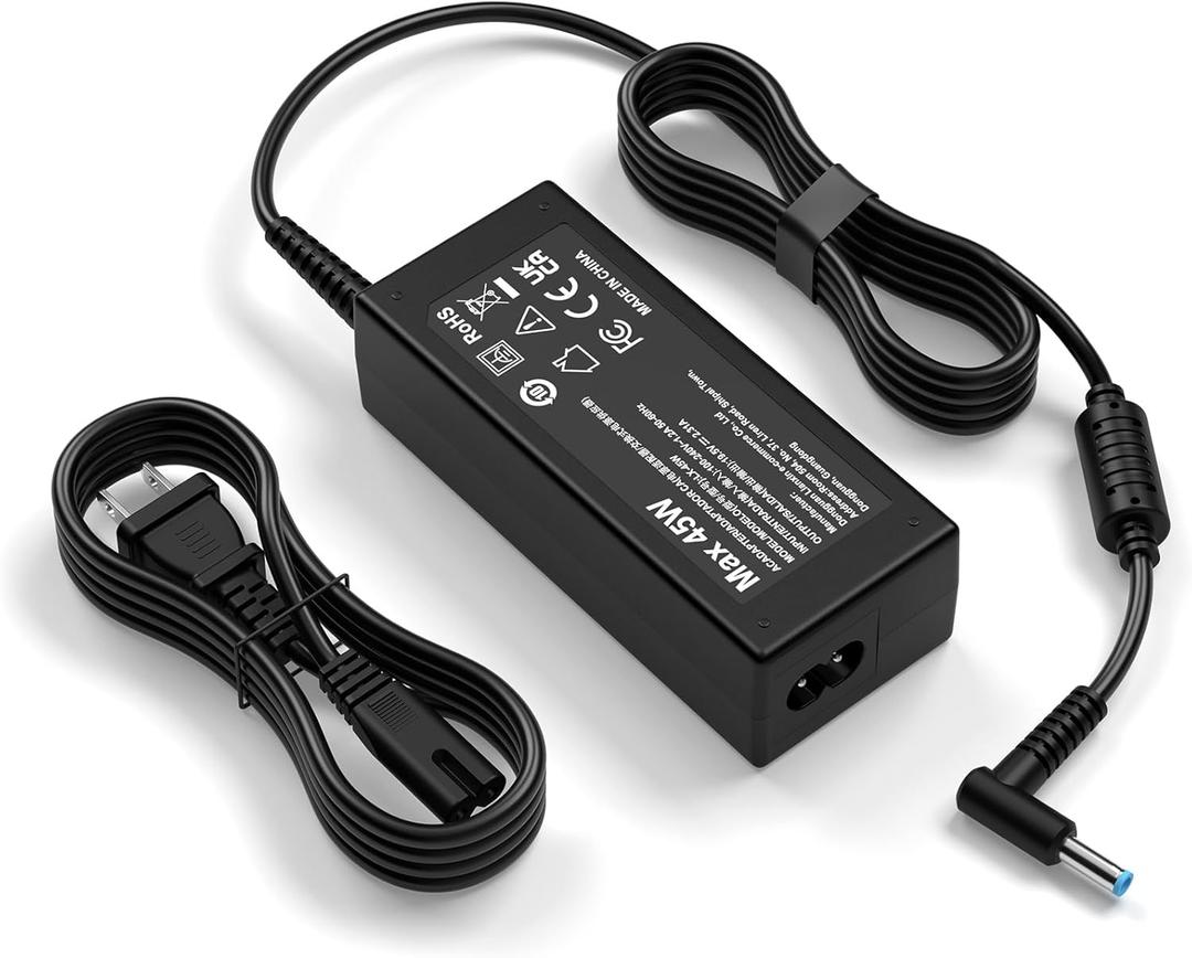 Replacement for HP Laptop Charger 45W;Compatible with HP Stream Pavilion Laptop Computer Blue Tip Power Adapter