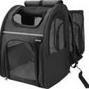 Zavothy Cat Backpack Carrier – Expandable Airline Approved Pet Travel Bag for Cats & Small Dogs, Breathable Mesh Pet Carrier Backpack with Padded Base (Black)