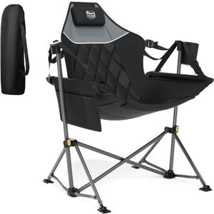 TIMBER RIDGE Hammock Camping Chair with Adjustable Backrest, Heavy Duty Folding Hammock Chair Supports 300lbs, Portable Hammock Chair for Camping, Travelling and Patio, Black