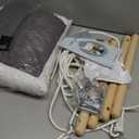 Talecogear Baby Swing  Outdoor & Indoor, Cozy Toddler Swing for Backyard, Hanging Swing Seat Chair, Cotton Canvas & Beech Wood Frame, Safety Harness, Mounting Hardware Included (Gray)