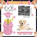 Huhumy 5 Pcs Dog Graduation Costume Set Include 2026 Pet Graduation Gown with Stole Puppy Grad Cap Lensless Glasses DIY Letter Stickers for Dogs Cats Holiday Costume Accessory(Pink Yellow,L)