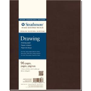 Strathmore Art Journal, Cream Drawing Paper, Brown Softcover, 7.75x9.75 inches, 48 Sheets - Lay Flat Professional Artist Notebook for Ink, Sketching, Drawing