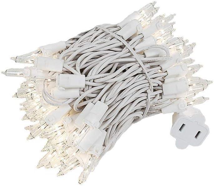 Novelty Lights 22 Feet 100 Bulb Incandescent Mini Light String, Clear with 2.5-Inch Spacing on White Wire, UL Listed Commercial Grade Indoor/Outdoor Mini Lights, Connectable End-to-End