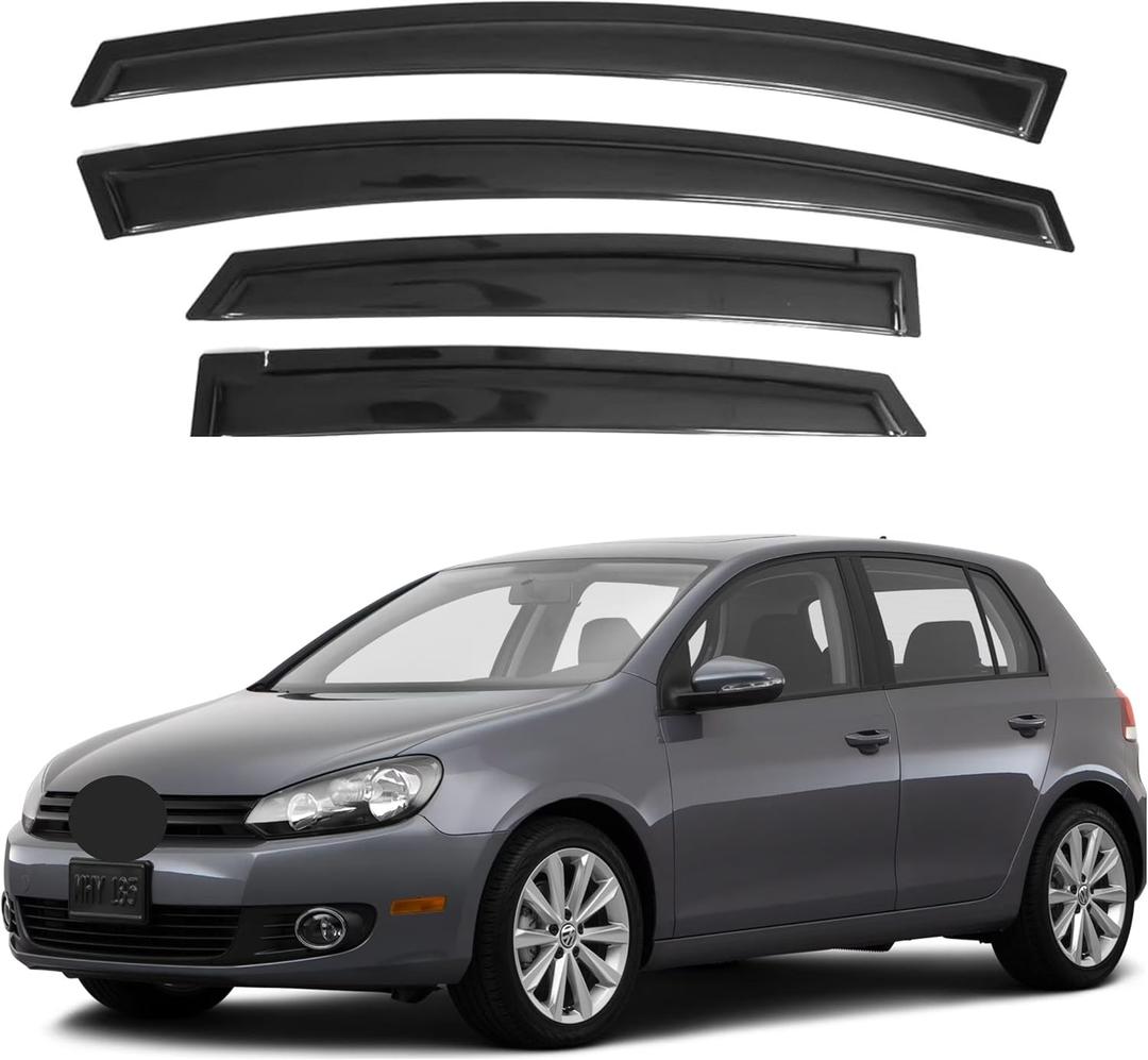 IG Window Visors Fit for 2010-2014 Volkswagen Golf, Out-Channel Rain Guards Vent Wind Deflectors 4PC, Car Accessories for 10-14 VW Golf (5-Door Only)