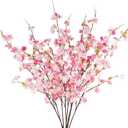 8 Pcs Artificial Cherry Blossom Flowers 40" Faux Silk Cherry Blossom Stems Fake Real Touch Peach Branches for Wedding Home Garden Japanese Decor Pink