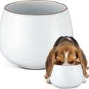 1 Pack 37 oz Ceramic Dog Bowl for Large Dogs with Long Ears No Spill Water & Food Pet Bowl Cocker Spaniel Beagle Bassett (Moon White)