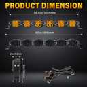 Willpower 40 inch 180W Amber Straight Curved Adjustable & Linkable LED Light Bar with Wiring, Spot Flood Beam Off Road 4X4 Driving Fog Lights for 12V 24V Vehicle 6WD Car UTV SUV Truck Tractor Trailer