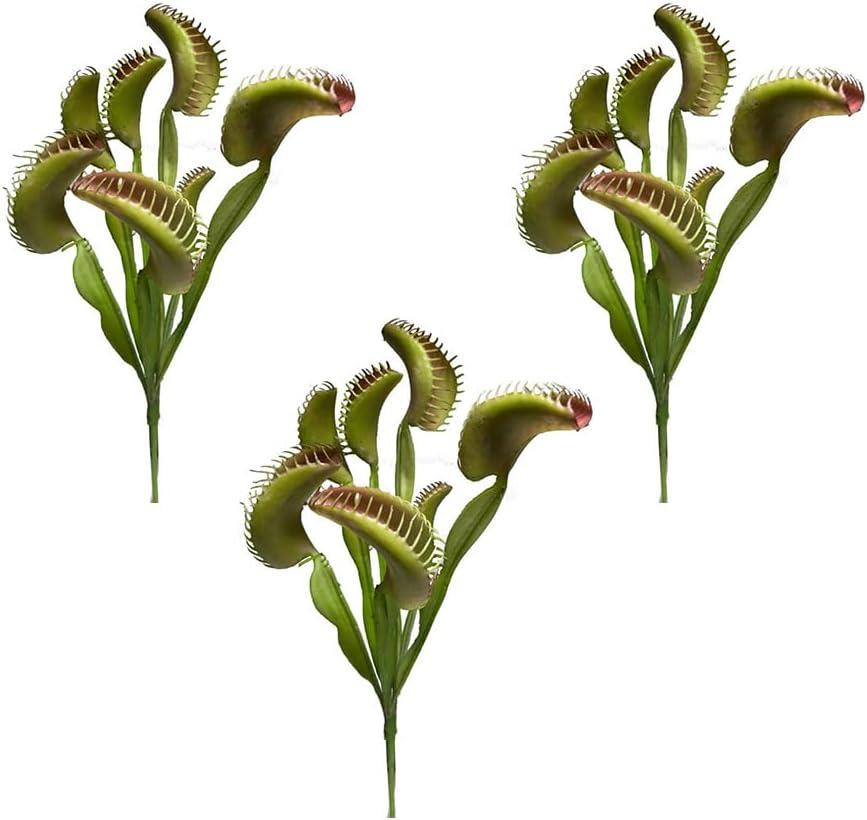 3 Pcs Artificial Venus Flytrap Plants Lifelike Carnivorous Venus Flytrap Plants for Halloween Home Garden Office Decorations