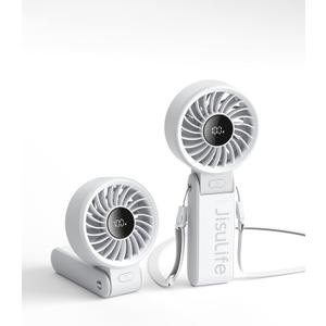 JISULIFE Handheld Fan Life7  Ultimate Flexibility: High-Power Motor, LED Display, 19.5 Hrs Cooling, 5000mAh Rechargeable, 5-Speed, Foldable Design, 3-IN-1 Portable Fan for Travel Cruise Beach(Grey)