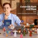 Fovths 12 Pieces LED Easter Scene and Cross Decoration Easter Resin Tabletop Decorations Resurrection of Jesus Statue Jesus Nativity Scene Decorations for Christian Figurines Home Office Tabletop