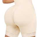 YIANNA Tummy Control Shapewear for Women Strapless Fajas Colombianas Body Shaper Shorts Butt Lifter with Zipper Crotch (Beige)
