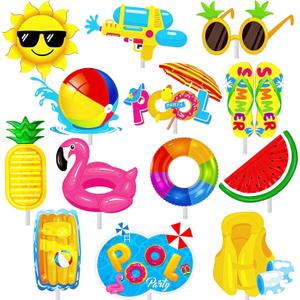 36pcs Summer Pool Cupcake Toppers Decorations Summer Theme Birthday Party Decorations Pool Party Cupcake Picks Decorations for Hawaii Beach Pool Theme Wedding Baby Shower Birthday Party Supplies