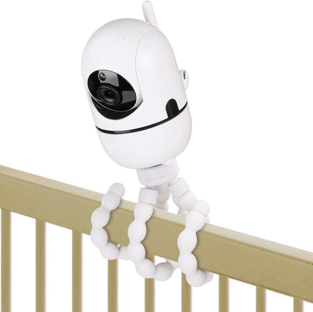 Tripod Baby Monitor Mount for Hello Baby HB65/HB40/HB6550/HB6560/HB66/HB6339/HB6550 Pro, ANMEATE SM935E, Flexible Baby Camera Mount Attach Your Camera Wherever You Want (White)