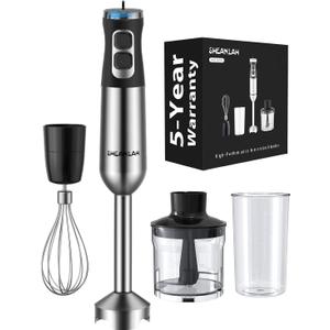 1000W Powerful Immersion Blender Handheld, 2025 New Update Hand Blender with 25-Speed and Heavy-Duty Copper Motor, 4 in 1 Hand Mixer with Chopper, Whisk, Beaker and Wand