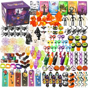 306 PCS Halloween Party Favors Bulk, Halloween Goodie Bags Fillers for Trick or Treat, Stocking Stuffers, Halloween Treats Non Candy Carnival Treasure Box Classroom School Kids Adults Prizes Gifts