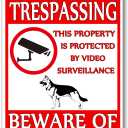 Beware Of Dog Sign No Trespassing Sign Dog Warning Signs For Fence Guard Dog On Duty Yard Sign This Property Is Protected By Video Surveillance Beware Of Dogs Metal Tin Sign 8×12 Inch