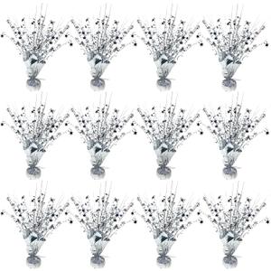 12 Pack Metallic Foil Spray Centerpiece Star Table Decoration Burst Table Centerpieces for New Years Nye Birthday Wedding Anniversary Graduation Holiday Party Supplies Decor, Silver