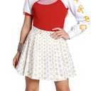 Zombie Girls Costume Kids Character Halloween Cosplay Mesh Top Pants Hooded Coat 3PCS Uniform Outfits (5-6 Years, Red 02)