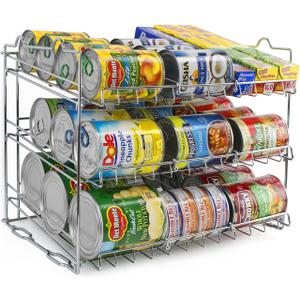 Sorbus Can Organizer Rack, 3-Tier Stackable Can Tracker & Pantry Cabinet Organizer Holds up to 36 Cans, Great Storage for Canned Foods, Drinks, and more in Kitchen, Cupboard, Pantry