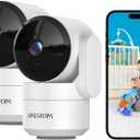 AMOROM Indoor Camera for Home Security 360°, 1080p Pet Cameras with Pan&Tilt, Night Vision, Motion Detection, 2-Way Audio, Compatible with Alexa/Google Assistant, 2.4GHz WiFi, 2 Pack