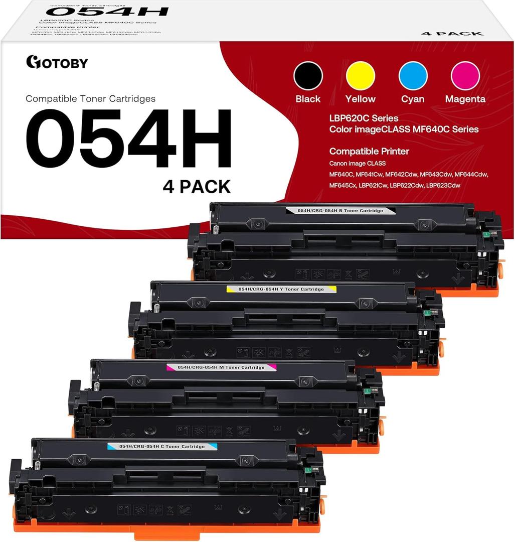 Compatible Toner Cartridge Replacement for Canon 054 054H CRG-054 to use with Canon Color ImageClass LBP622Cdw MF642Cdw MF643Cdw MF644Cdw MF640C Printer (Black, Cyan, Magenta, Yellow)