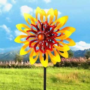 Sunflower Wind Spinners, 360 Degrees Swivel Metal Wind Sculptures, 62" Garden Pinwheels for Yard Lawn Patio Decor (Medium)
