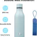 Insulated Water Bottle with Strap,18 oz Double Wall Stainless Steel Vacuum Bottles Metal Water Flask,Ice Blue
