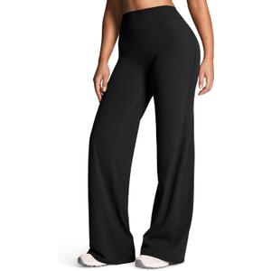 Aoxjox Women's Workout Athlenza Straight Leg Bottoms High Waist Lumastretch Gym Yoga Pants 31" Inseam (for 5'0"-5'4" height), X-Small, Black
