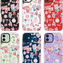 for iPhone 12 Case, Coastal Romance Collage Pattern with Pink Motifs, Military-Grade Drop Protection, Trendy Glamorous Soft Slim TPU Protective & Camera Protection for Women Girls