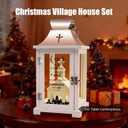 Christmas Village Houses for Table Centerpieces, Christmas Lantern for Modern Farmhouse Decor, Hanging Candle Lantern for Xmas Home Decor Indoor Outdoor, Ceramics Church Figurine