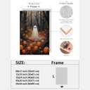 Vintage Halloween Wall Art Ghost in the woods with pumpkins Poster haunting ghost Canvas print dark academia gothic oil painting for Halloween Party House Room Decor 8x12inch Framed