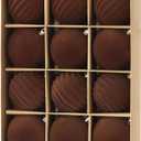 Senjie 3.15 inch Velvet Christmas Ornaments Balls Sets for Christmas, 12PCS Xmas Tree Flocked Shatterproof Ornaments Balls Decoration Brown