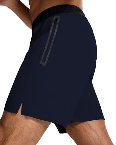 SNOWTEN Men's 5" Running Active Shorts - Lightweight Quick Dry Gym Sports Tennis Short Single Zipper Pocket for Essentials Navy 2XL