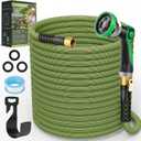 Non-Expandable Garden Hose 150 ft, Ultra Lightweight Flexible Water Hose with 10-Pattern Nozzle, Leak-Proof, High-Density Fabric, Thickened Connector, Shut-Off Valve for Yard, Lawn, Outdoor